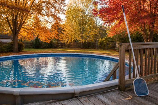 leaves out of an above ground pool